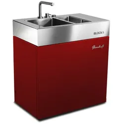 Flammkraft Outdoor-Küchenmodul BLOCK L Rubin Waschbecken Grillmodul BBQ