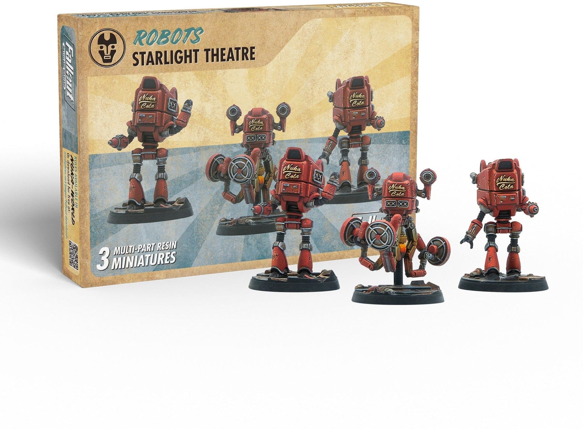 Fallout: Wasteland Warfare – Robots: Starlight Theatre Staff, Ages 14+, 3-Player Miniatures Game, Modiphius Entertainment