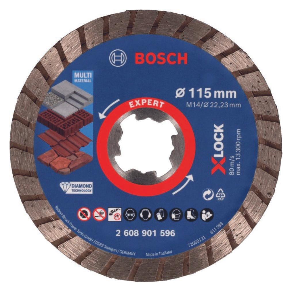 Bosch Professional Zubehör Expert MultiMaterial X-LOCK Diamanttrennscheiben, 115 x 22,23 x 2,4 x 12 mm (2608901596)