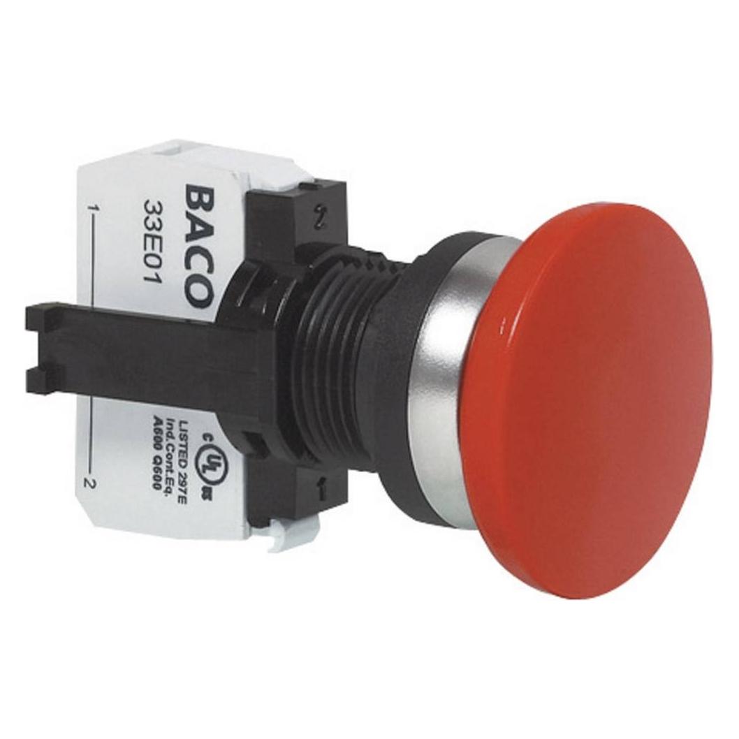 Baco Not Aus Schalter L21AD01C Front Kunststoff, verchromt 600 V 10 A 1 Öffner IP69K St. (BAL21AD01C)