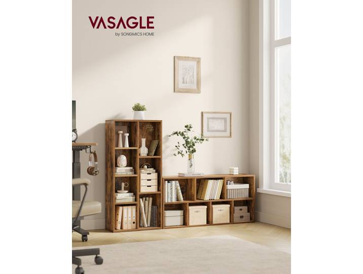 Étagère cubique avec 7 compartiments autoportante pour bureau marron