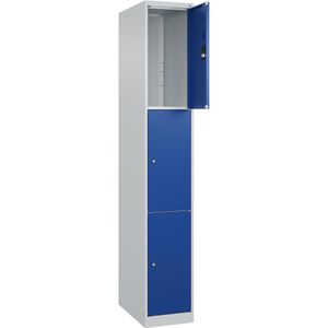 CP-Möbel Schließfachschrank Classic Plus, blau, 3 Fächer, Stahl, 30 x 185cm, mit Zylinderschloss