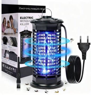 LightInthebox Outdoor Electric Fly Zapper, 365Nm Uninvited Visitors Zapper, Ip66 Waterproof, Smart Light Sensor, Low Noise Operation, Home and Patio