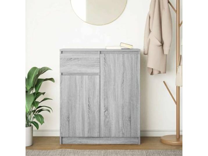 KTHLBRH Sideboard Grau Sonoma 71 x 35 x 84 cm Technisches Holz 2 Türen, 1 Schublade, 2 Regale, individuelle Installation, einfache Wartung