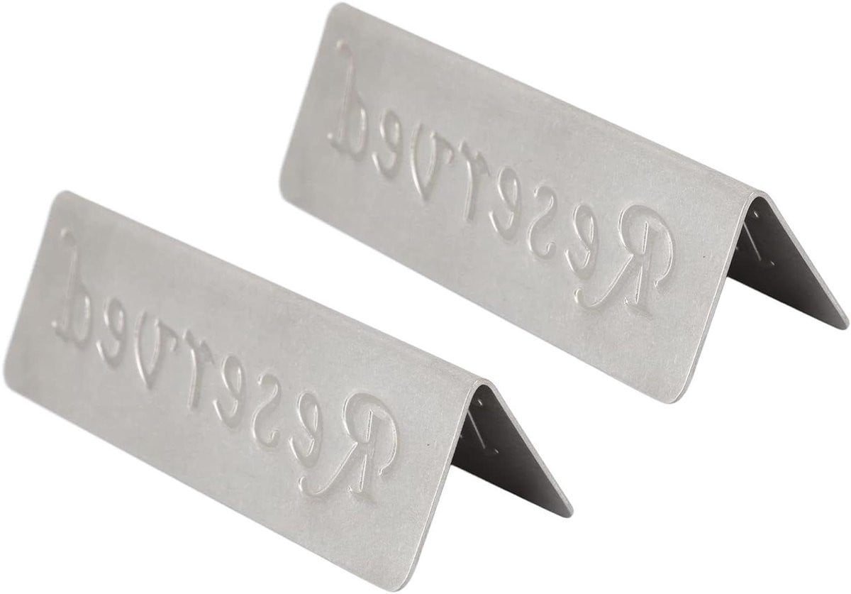 Set van 2 zilverkleurige dubbelzijdige gereserveerd borden voor tafel-aanduiding