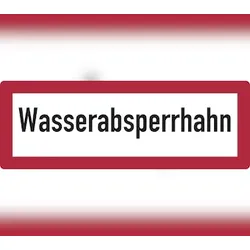 Feuerwehrschild, Wasserabsperrhahn - DIN 4066 - 297x105 mm Folie selbstklebend