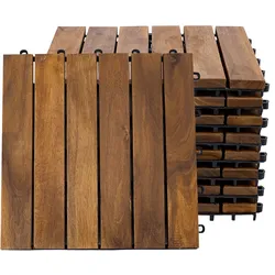 Holzfliese Akazie 30 x 30 cm Terrassenplatten Klicksystem Außen Klickfliesen Balkon Terrassenfliesen Holz, wetterfest, H 2,5 cm, 9er Set
