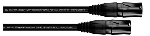 Cordial 15590 RJ45 Patchkabel CAT 7a S/FTP 2.00m Schwarz PUR-Mantel 1St.