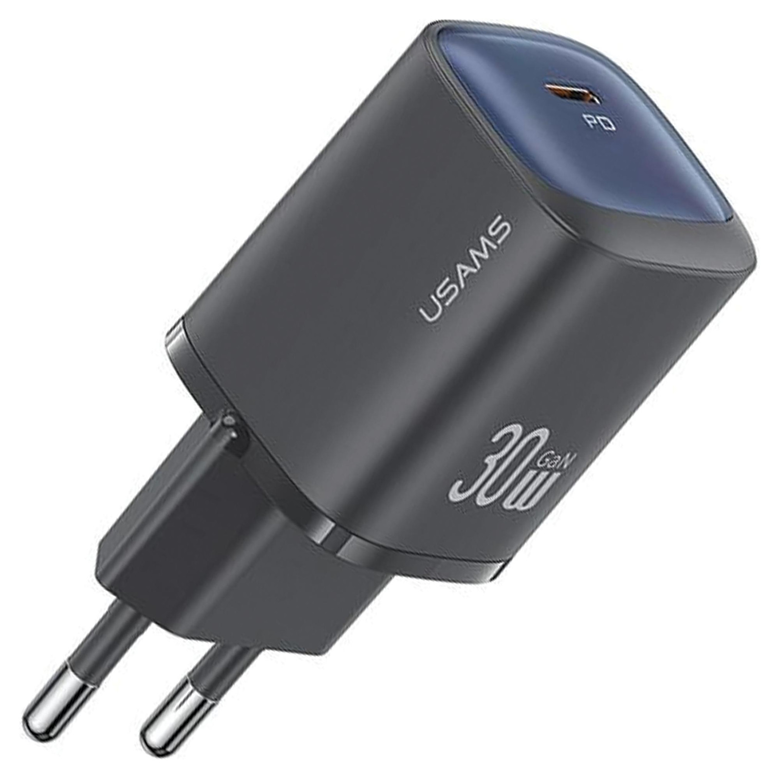 Usams 30W GaN USB-C Snellader - Zwart