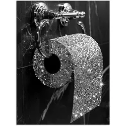 POSTER WC - Toilettenpapier - Schwarz und weiß - Glitter Wandbilder 30x40 cm