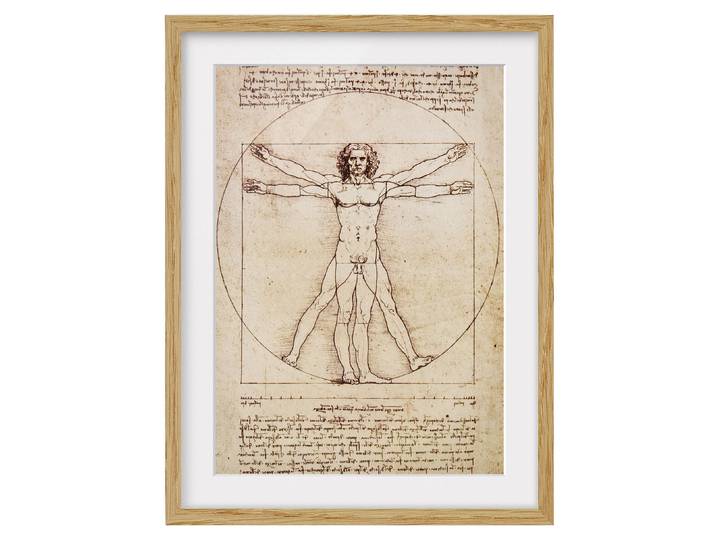 Impression d’art Léonard de Vinci IV Chêne massif naturel Beige 30 x 40cm