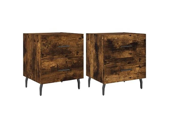 LKJephalotrop 2X Nachttisch Räuchereiche 40x35x47,5 cm Holzwerkstoff Zwei moderne Nachtschränke in Räuchereiche mit Schubladen und Metallfüßen für mehr Ordnung im Schlafzimmer.