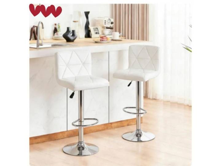 MIPAN.Lot de 2 Tabouret De Bar Carré - Tabouret De Bar Reglable En Hauteur 89-109 cm - Tabouret De Bar en PU - Avec Dossier - Blanc