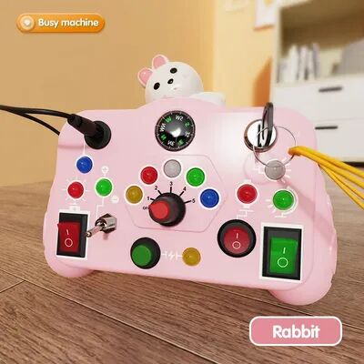Multisell Products Hub Busy Board LED Lights Switch Sensory Montessori Puzzle Toy For Toddlers Early Learning Electric Puzzle Gift For Kids light Red