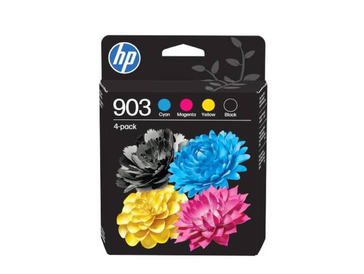 HP 903 Noir\, Cyan\, Jaune et Magenta\, 4 Cartouches Encre Originales Compatible avec OfficeJet 6950\, OfficeJet Pro 6960\, 6970\, 300 pages (6ZC73AE)