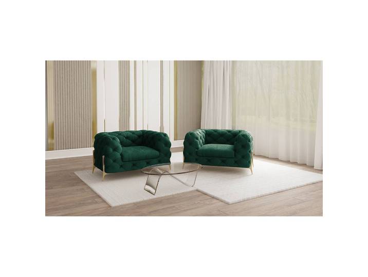 Fauteuil II Vert Velours Ravi 125 x 73 x 100cm