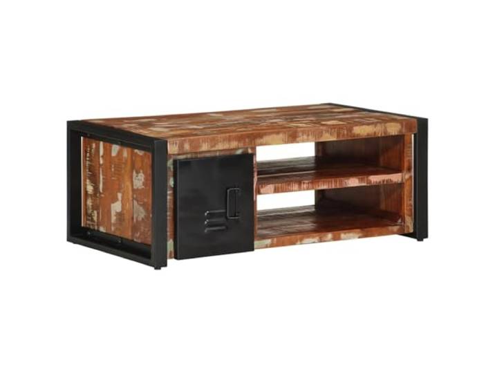 Couchtisch Bunt 90x50x36cm Massivholz Altholz Tischplatte 90x50x36cm, Recycling-Massivholz, buntes Design, Wohnzimmer, solide Konstruktion