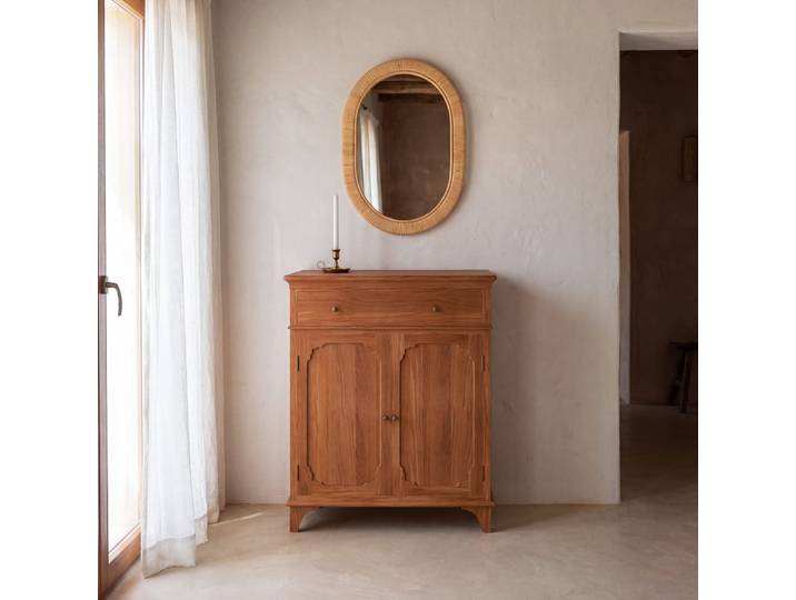 Ovaler Spiegel aus geflochtenem Rattan, 40 x 60 cm