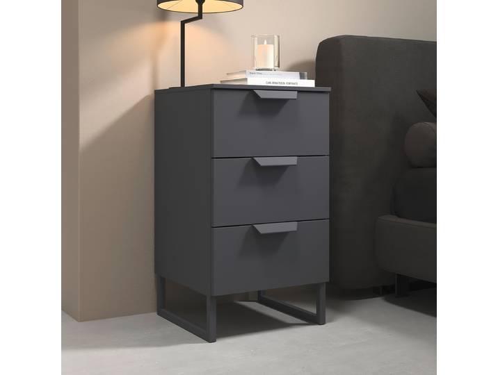 Nachtkommode Aditio 72cm Grau/Graumetallic Kufen