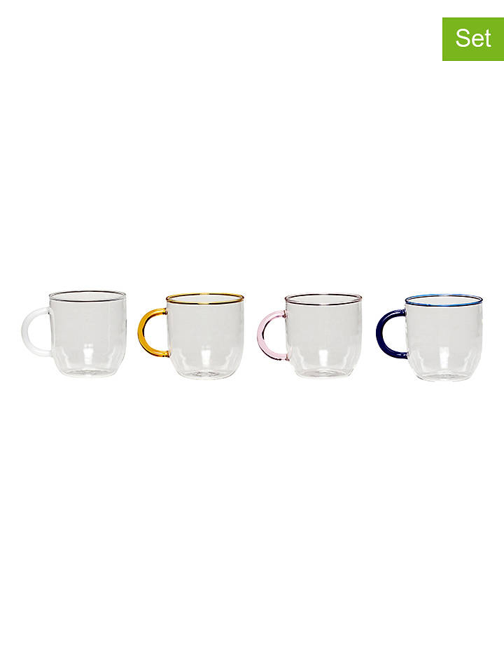 Hübsch 4er-Set: Tassen "Kiosk" in Bunt - 450 ml - onesize