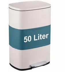 Relaxdays Mülleimer Küche 50 Liter Beige,Schwarz,Silber