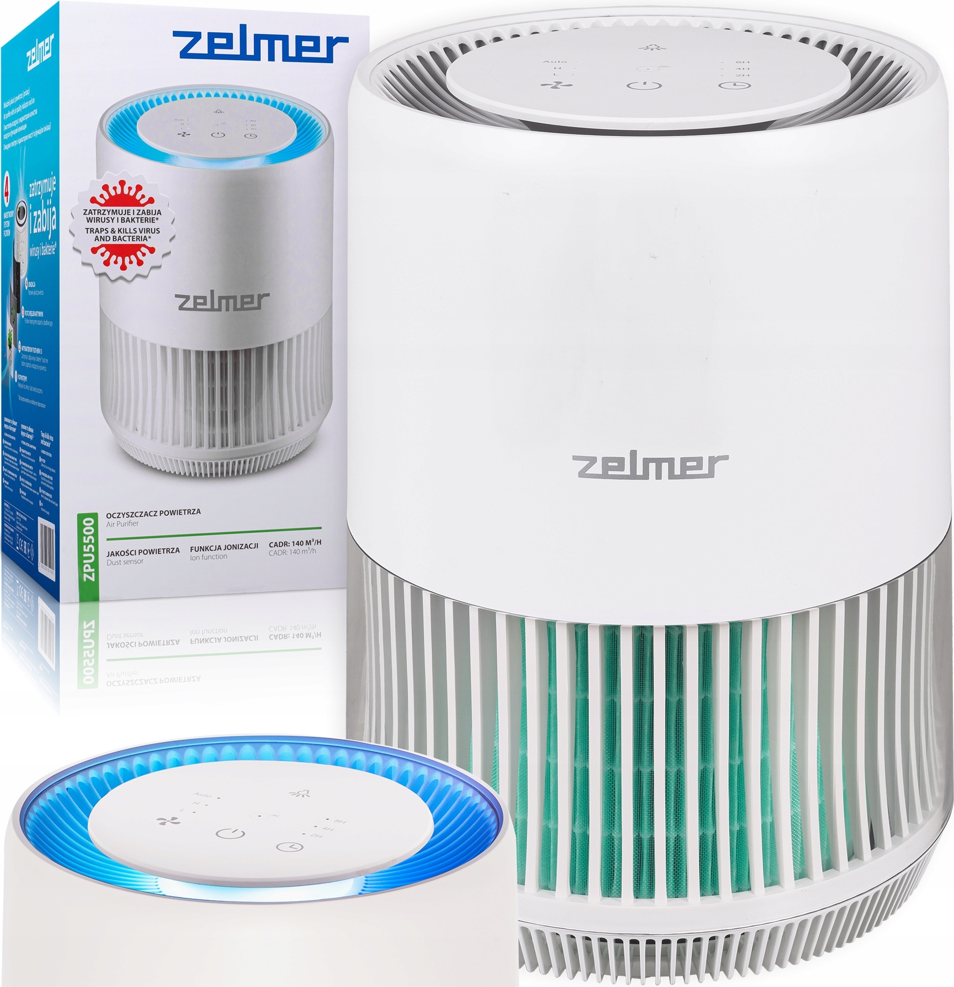Zelmer Zpu5500 Luftreiniger 4-stufig, Ionisation, für Allergiker 86205148P