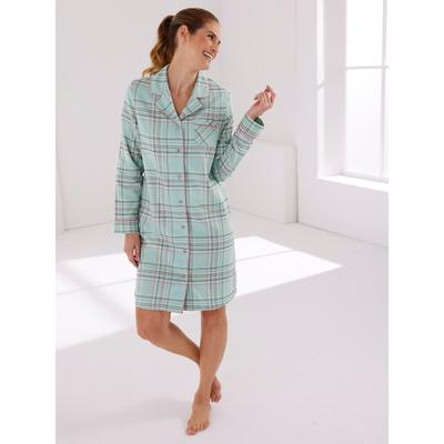Sleepshirt WÄSCHEPUR "Sleepshirt", Damen, Gr. 40/42, Normalgrößen, kalkmint, altrosa, kariert, 100% Baumwolle, gemustert, kariert, mehrfarbig, Kleider Sleepshirt