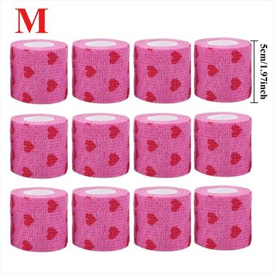 Uplift Essentials Pet Self Adhesive Cohesive Bandage Non Woven Breathable Leg & Joint Protector 12pcs Pink Heart M
