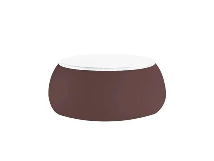 T Ball Couchtisch, rund, modernes Design, Braun