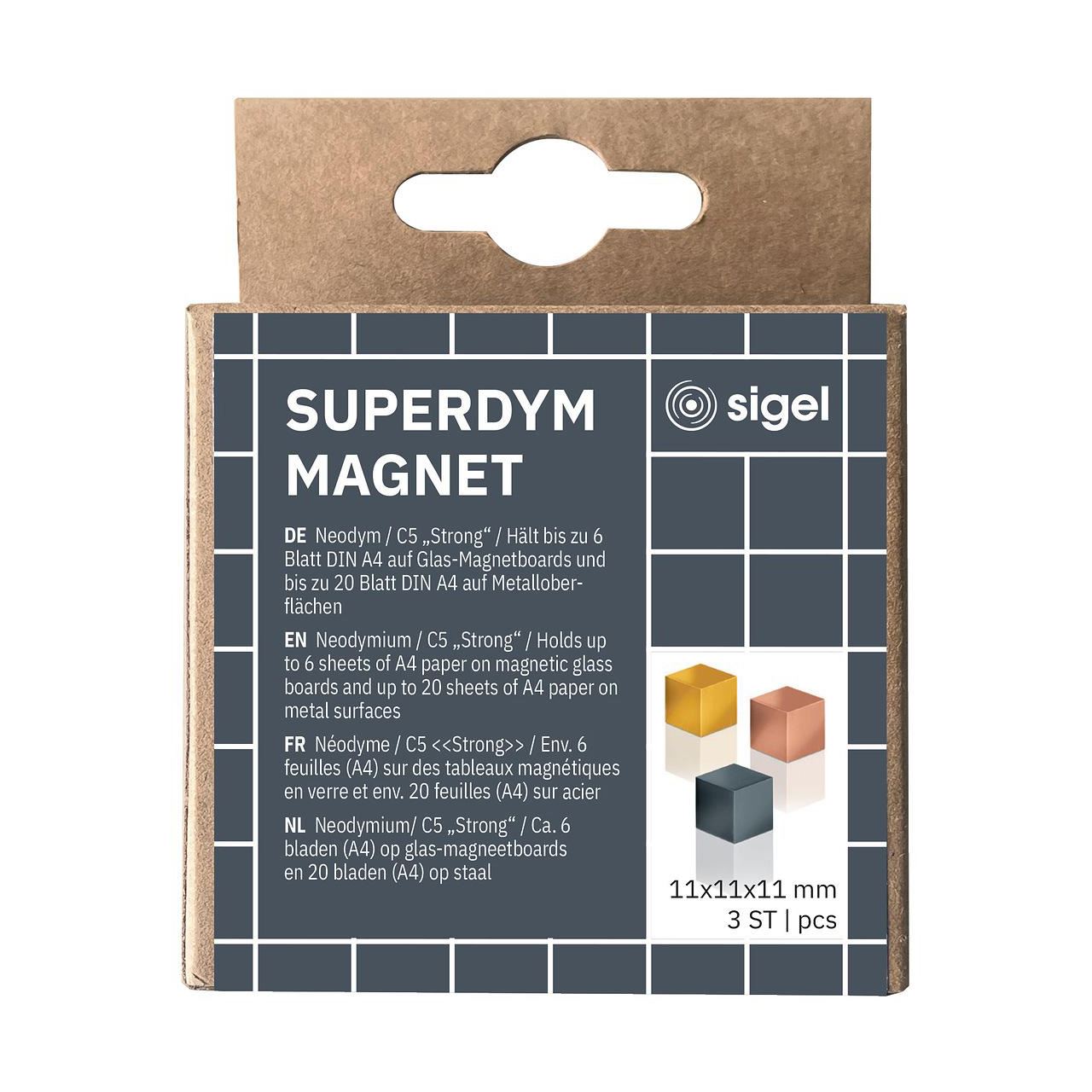 SIGEL 3 C5 "Strong" Magnete farbsortiert 1,1 x 1,1 x 1,1 cm BA724