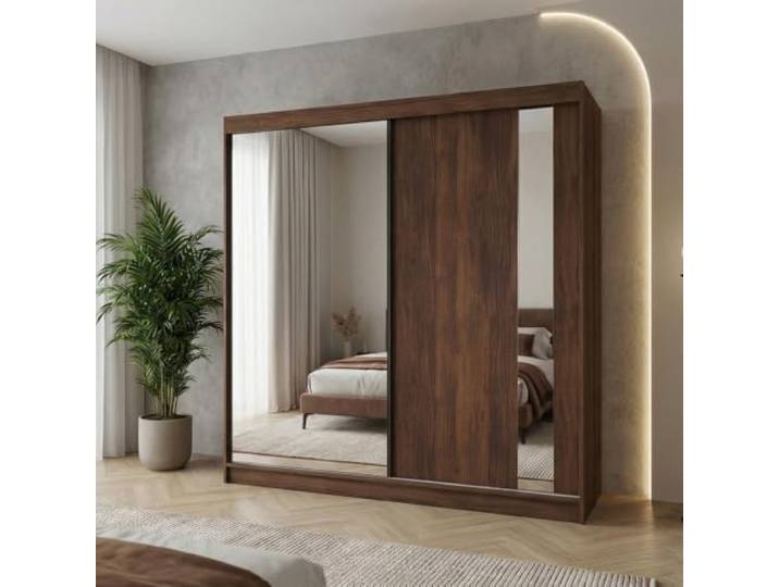 BEAUTY SOFA Kleiderschrank GAJA II mit Spiegel, Schrank mit Schubladen und Kleiderstange, moderner Schiebetürenschrank, Breite: 120 cm, 200 cm oder 240 cm