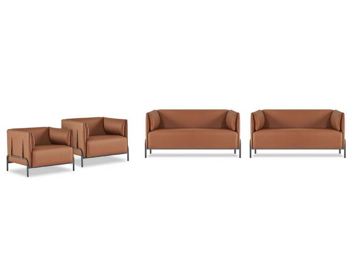 Xlmoebel Polstergarnitur 4-teiliges Arbeitszimmer-Set: 2 Sessel Braun Modern, (Arbeitszimmer-Set, 4-tlg., 4-teilig), Made in Europa
