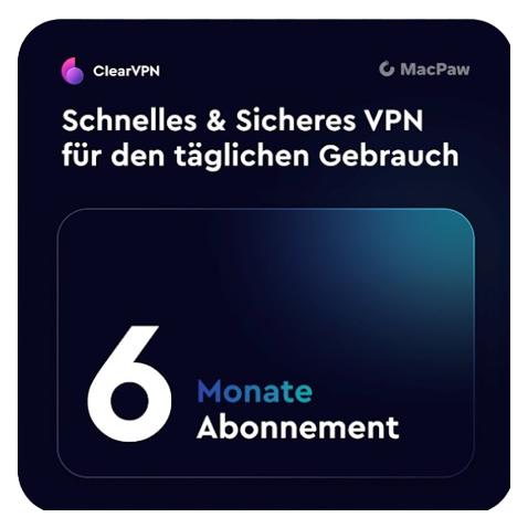 MacPaw ClearVPN by 6-month Download Code (1 User, 1 Geräte/User, 6 Monate) (clearvpn3.web.6month.eur)