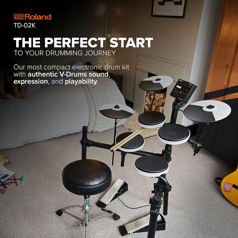 Roland TD-02K LITE GT E-Drum Kit + Rack 3-Apoios PRO QUALITY