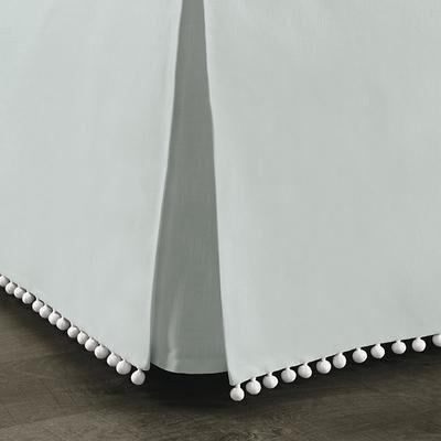 Audree Pom Pom Bedskirt - Spa, Queen - Ballard Designs