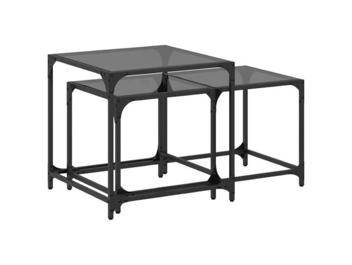 fsahslih Satztische 2er Set Beistelltisch Glas Schwarz Couchtisch Platzeinsparende Stapeltische mit eleganter Glasoberfläche für Wohnzimmer, Schlafzimmer oder Büro im modernen Design.
