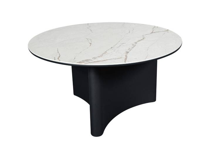 Dieter Knoll Couchtisch, Anthrazit, Beige, Keramik, Marmoroptik, rund, Säule, 80x42x80 cm, Wohnzimmer, Wohnzimmertische, Couchtische, Couchtische Marmoroptik