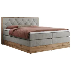 BOXSPRINGBETT VENETO KING 140/200 Hellgrau Struktur - H3