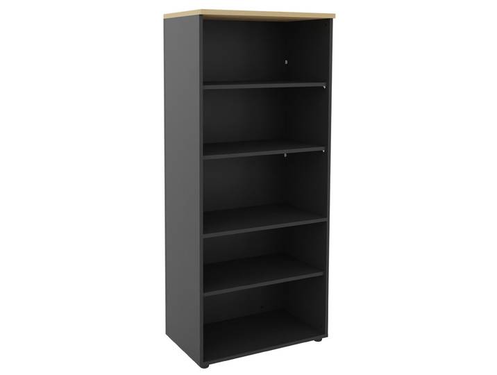 Meuble haut ACTIVITY - L.80 x H.180 cm - Sans porte - Corps Anthracite - Top Hêtre