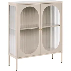 SIDEBOARD mit Glastüren Metall 90 cm Beige Sarre