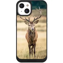 Nivocase Handyhülle für Apple iPhone 13 Hülle NIVOpure Case Schwarz Hirsch Wald Wiese (Apple iPhone 13), Smartphone Hülle, Schwarz
