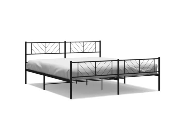 KKgypkn Metallbettgestell schwarz 180x200 cm ohne Matratze mit Fußteil, Robustes Bettgestell aus pulverbeschichtetem Stahl mit Lattenrost und Mittelfüßen, inklusive praktischem Stauraum