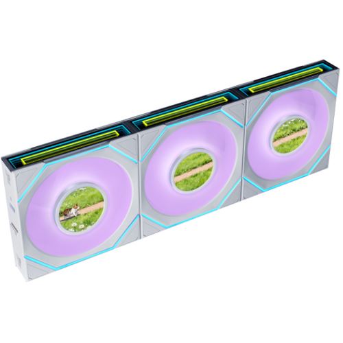 Lian Li UNI FAN SL-INF LCD FLEX Wireless Lüfter, ARGB und LCD - Reverse Blade, 120mm, weiß, 3er-Pack