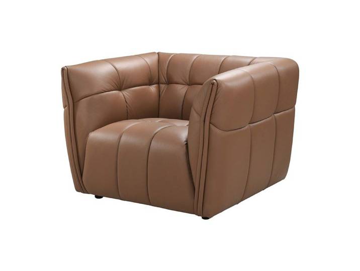 Fauteuil en cuir camel DUGORI