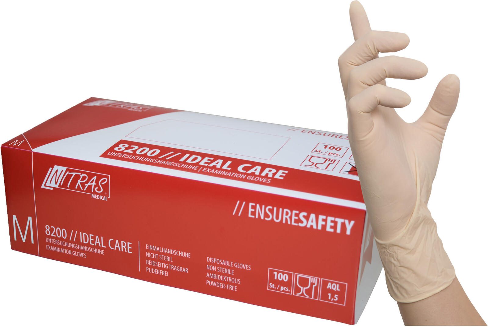 NITRAS® Einmalhandschuhe IDEAL CARE M weiß 8200