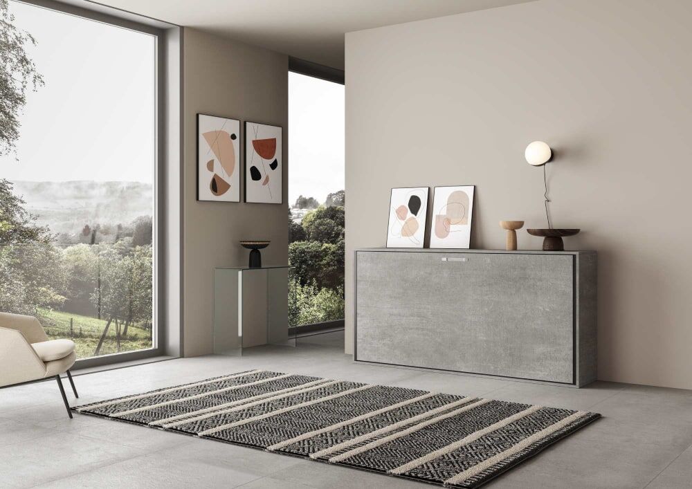 Itamoby Cama individual horizontal de cemento kando con colchón Gris 220x76x100cm