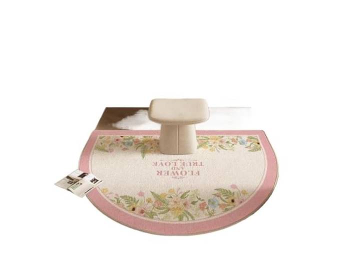 LuoAXINN Teppich Rosa Blumenmuster Halbrunder Flauschige Schminktisch-Fußmatte, Heimdekoration, Teppiche for Wohnzimmer, Schlafzimmer(Color 6,80x160cm)