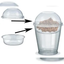 VEPATIM 100x Feinkostbecher für Salat Müsli Joghurt mit Einsatz + Deckel 300 ml
