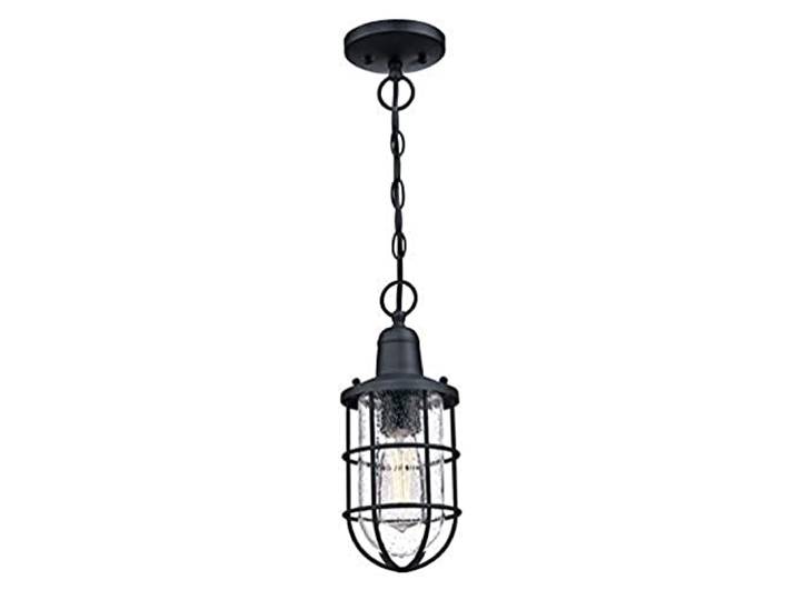 6334840 Einflammige Pendelleuchte Crestview von Westinghouse Lighting für Außenbereiche, Ausführung in strukturiertem Schwarz mit klarem Antikglas