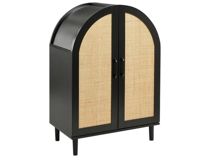 Beliani Schuhschrank Schwarz Bicheno, Kiefer, 70x100x38 cm, Garderobe, Schuhaufbewahrung, Schuhschränke